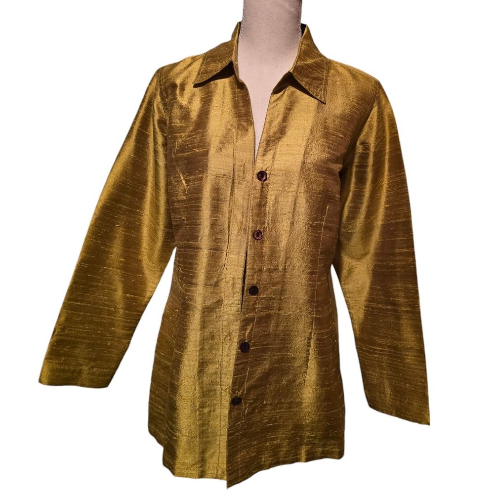 TravelSmith 100% Silk Dupioni Top - Size Medium